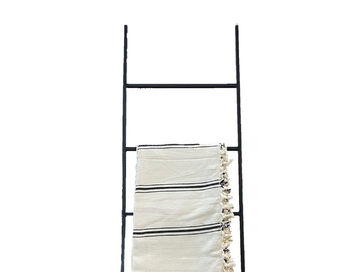 Straight Decorative Metal Blanket Ladder - Farmhouse Ladder made from 1/2" solid square bar