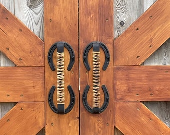 Rustic Western Horseshoe Door Handle: Equestrian-Inspired Barn Door Pull for Farmhouse Decor - Horse Sized Shoe- Sold Individually