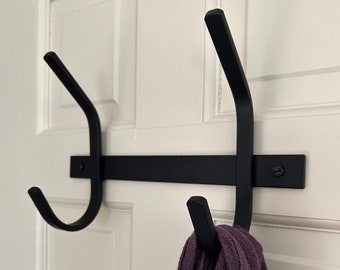 Handmade Meredith Petite Double J Hook Coat Rack - Industrial Farmhouse Elegance for Foyer and Mudroom Organization