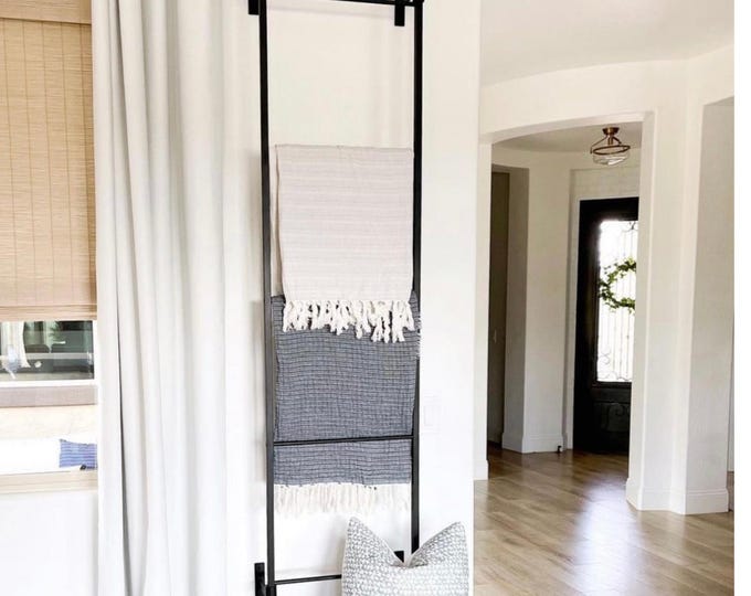 Blanket Ladder, Wall Mounted Blanket Ladder, Modern Farmhouse Decor, Metal Blanket Ladder, Home Decor Farmhouse, Modern Farmhouse Decor