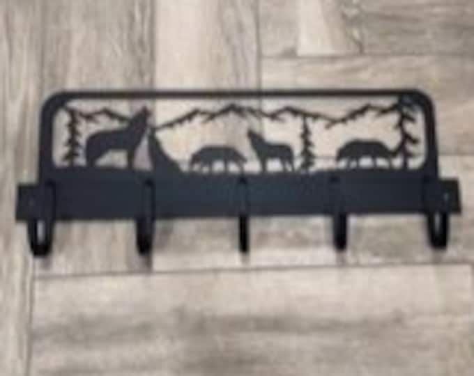 Handcrafted Wolf Inspired Coat Rack- Made to Order- Multiple sizes and finishes available