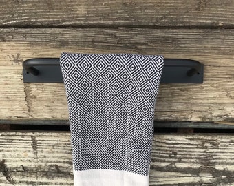 Industrial Farmhouse Towel Bar, Black Metal Bathroom Decor