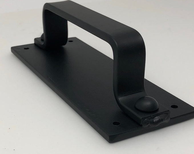 Matte Black Barn Door Handle Pull, Rustic Steel, Handmade USA