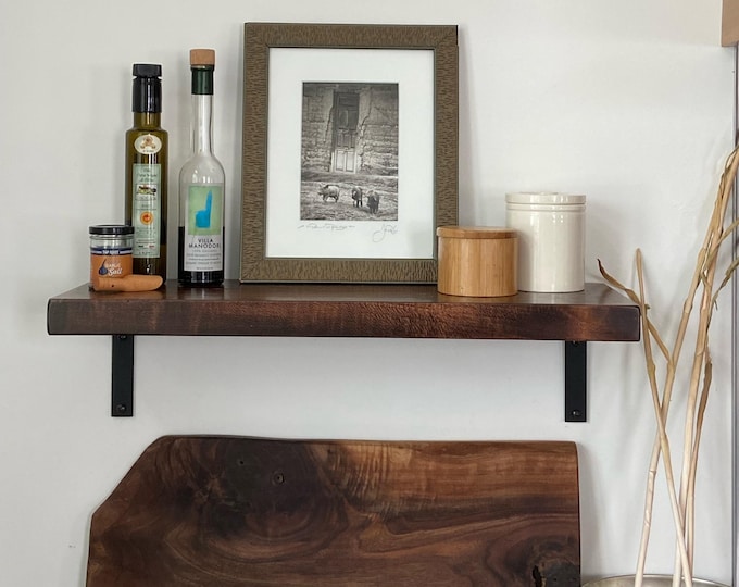 Heavy-Duty 1″ Wide L-Shaped Raw Steel Shelf Bracket – Industrial Farmhouse Wall Support – Handmade USA