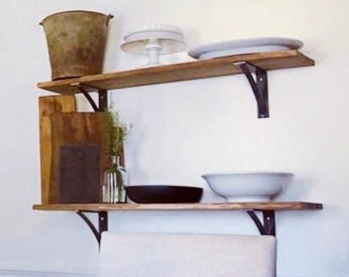 Rustic shelf bracket 2" wide with 1" curved support bar - SOLD INDIVIDUALLY