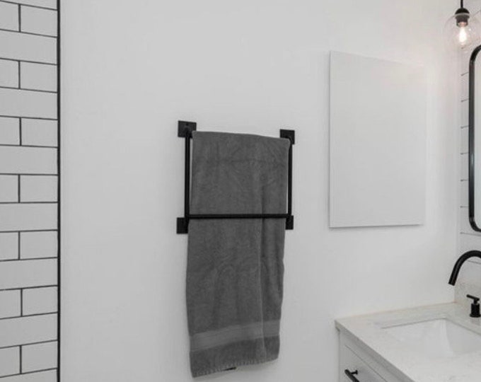 Add a Rustic Touch to Your Bathroom or Kitchen with the Industrial Farm Co Parker Hand Towel Holder - Handmade in Upstate NY!