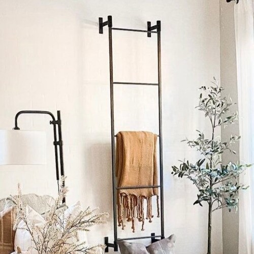 Wall Mounted Iron Blanket Ladder Blanket Storage Fall Décor Etsy