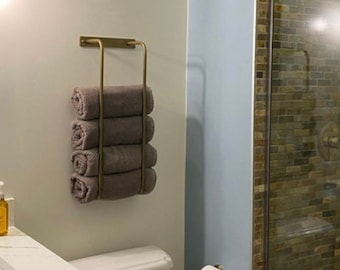 Bathroom Wall Towel Holder, Wall Storage, Bathroom Decor, Towel Storage, Towel Rack, Wall Mounted Storage Holder, Bathroom Towel