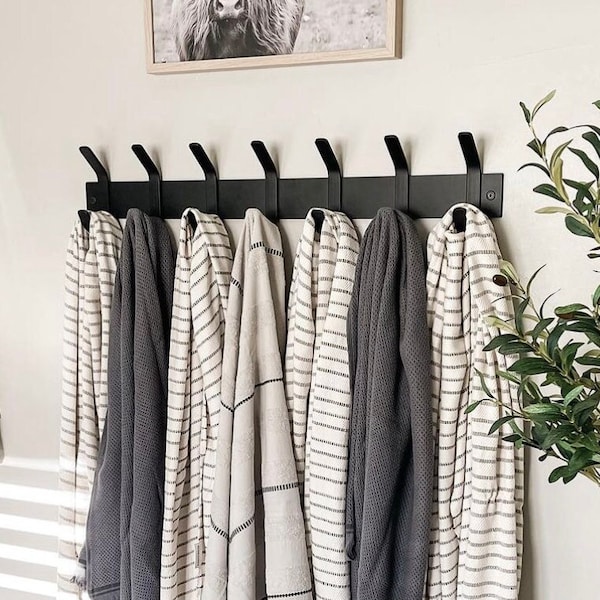 Perchero de pared de metal, perchero de pared de metal, ganchos de pared, almacenamiento para vestíbulo, gancho para estante, almacenamiento para cubículos, ganchos para abrigos