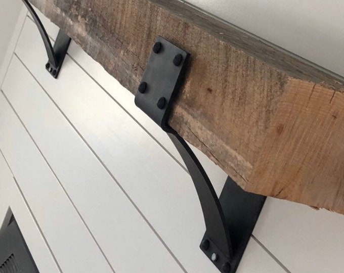 The Clermont Farmhouse Shelf Bracket - 4" Wide with 3" curved support bar - Rivets Added - Sold Individually