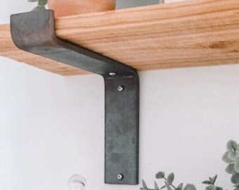 Minimalist "Z" Wall Mount Shelf Bracket with 1" Lip - Perfect for Rustic and Farmhouse Decor - Custom Sizes Available - Made to Order in USA