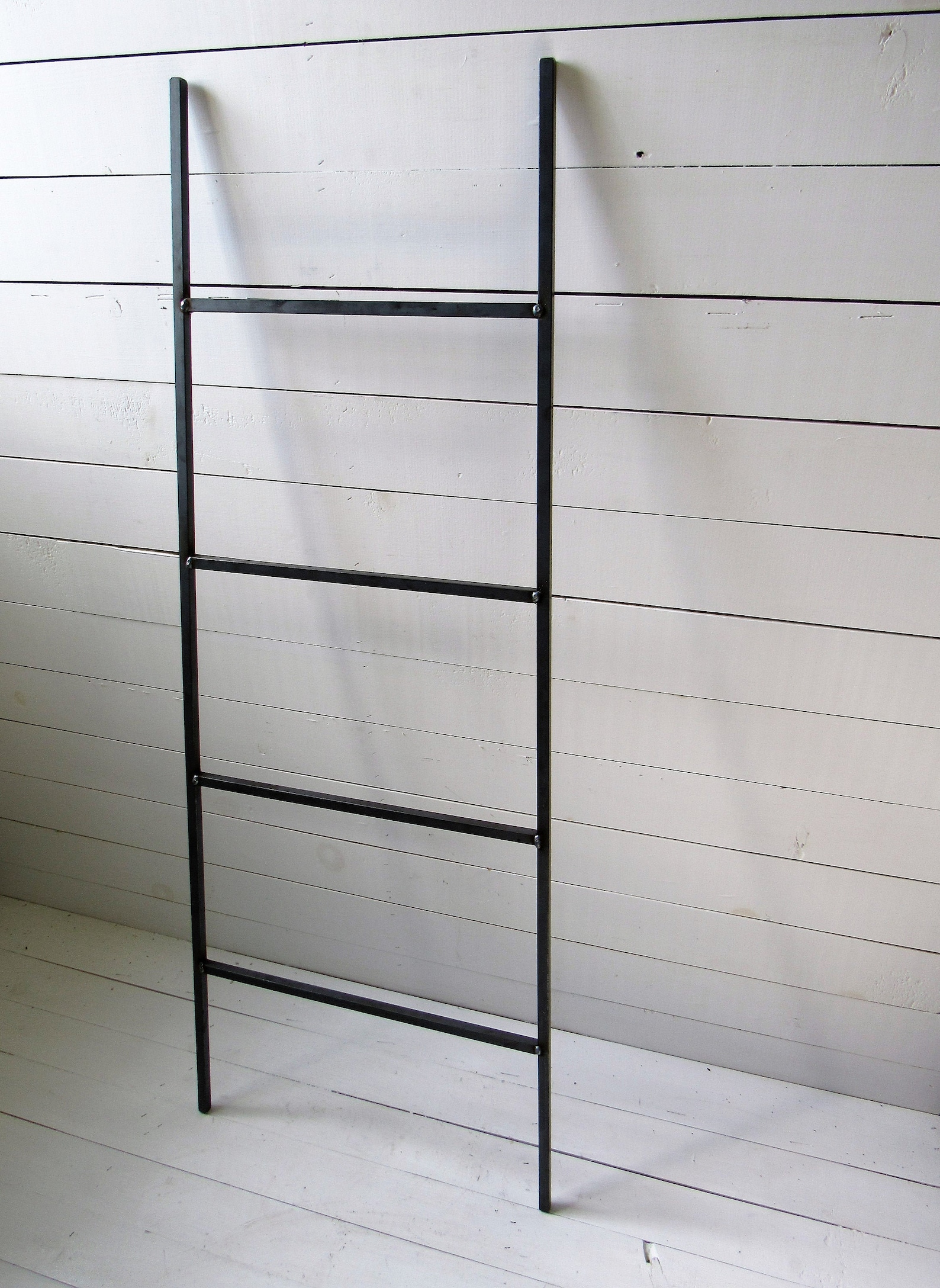 Straight Metal Blanket Ladder, Home Decor, Industrial Ladder, Metal