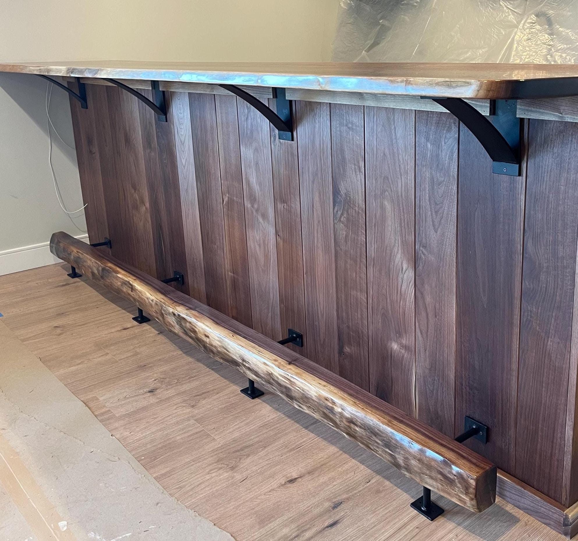Bar Foot Rail Bracket | Wall & Floor Mount Supports, Handmade in USA