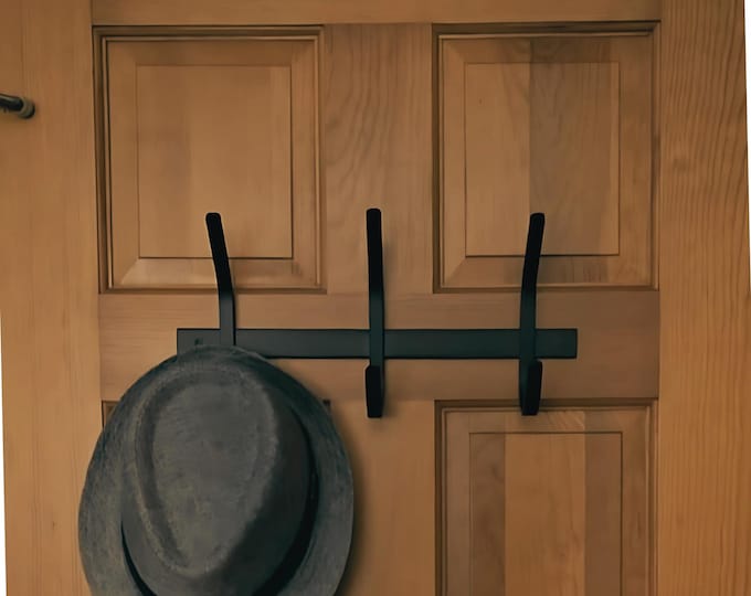Handmade Meredith Petite Double J Hook Coat Rack - Industrial Farmhouse Hardware for Foyer, Mudroom Organization, Door Mounted Hook