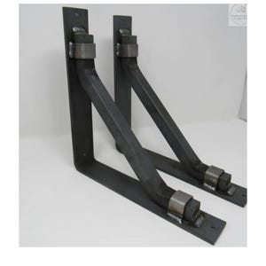 Heavy Duty 2&quot; Wide L Shape Shelf Bracket with 1” Square Angled Support Bar - Modern Industrial Design Custom Sizes and Finishes Handmade