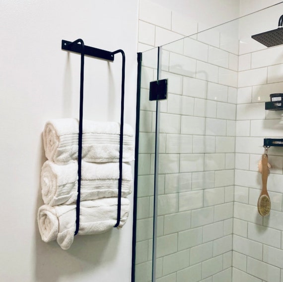 Bathroom Towel Rack Wall Mount Storage for Bath Towels Solid Metal Organizer  