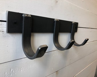 Metal Wall Hook Rack Black, Wall Hook Rack Black Farmhouse, Wall Mounted Hooks, Wall Mounted Coat Rack Farmhouse, Wall Hooks Made in USA