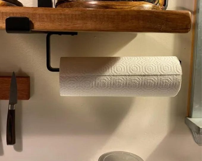 Stylish and Convenient Paper Towel Holder - Under Cabinet or Wall Mount - Available in Black, Gold, Silver, Copper, or Metal Finish