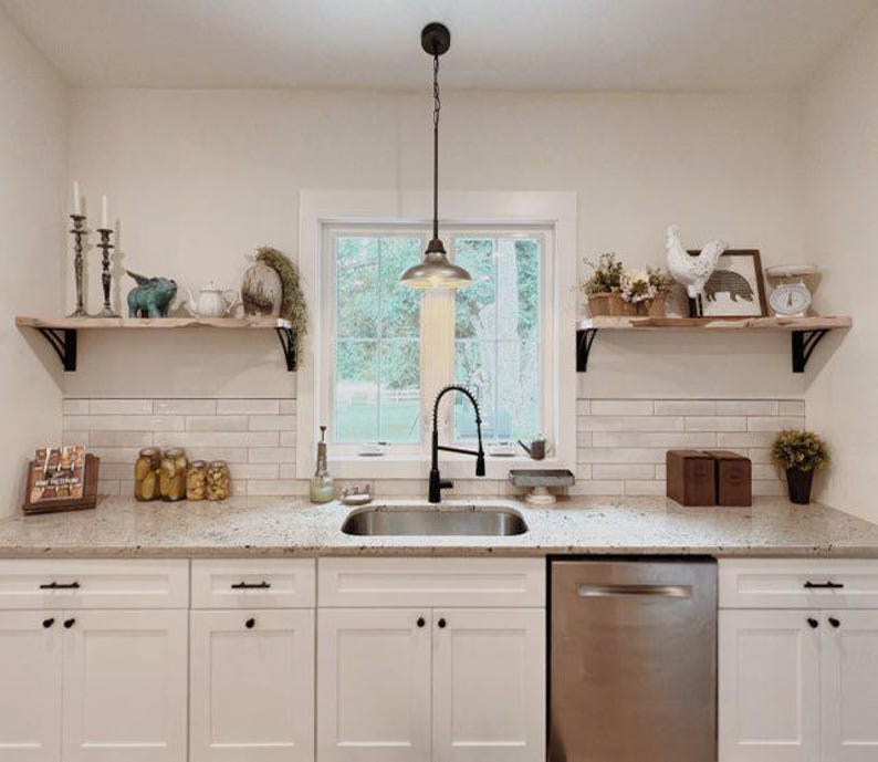 The Niagara Arched Shelf Bracket – Round Bar Supports, Decorative Steel, Modern Farmhouse Kitchen Shelving, Handmade USA zdjęcie 2