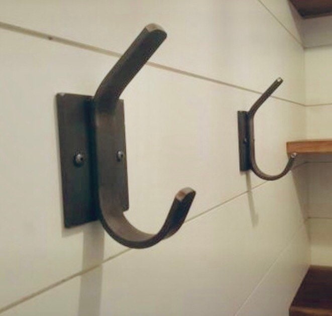 Sleek Modern Industrial Coat Hook, coat hooks, wall hooks, double coat  hooks, double towel hooks, bathroom hooks, metal coat hanger