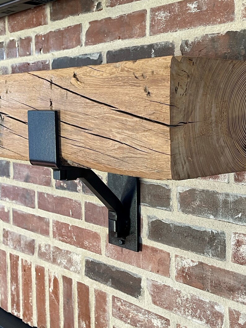 Rustic Mantel Bracket 4 Wide With 1 Solid Square Etsy