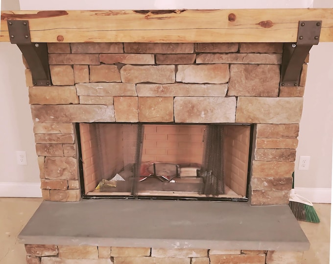 Farmhouse Mantel Backet with Rivets - SOLD INDIVIDUALLY, 4" wide with 3" curved support bar
