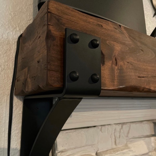 Farmhouse Mantel Backet with Rivets - 3" wide with 2" curved support bar - SOLD INDIVIDUALLY