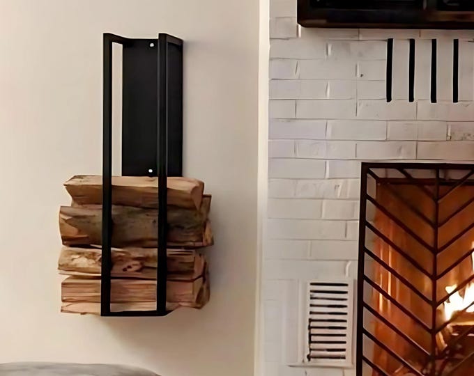 Firewood Log Holder, Fireplace Accessories, Firewood Rack, Fire wood Storage, Steel Firewood Holder, Black Firewood Holder
