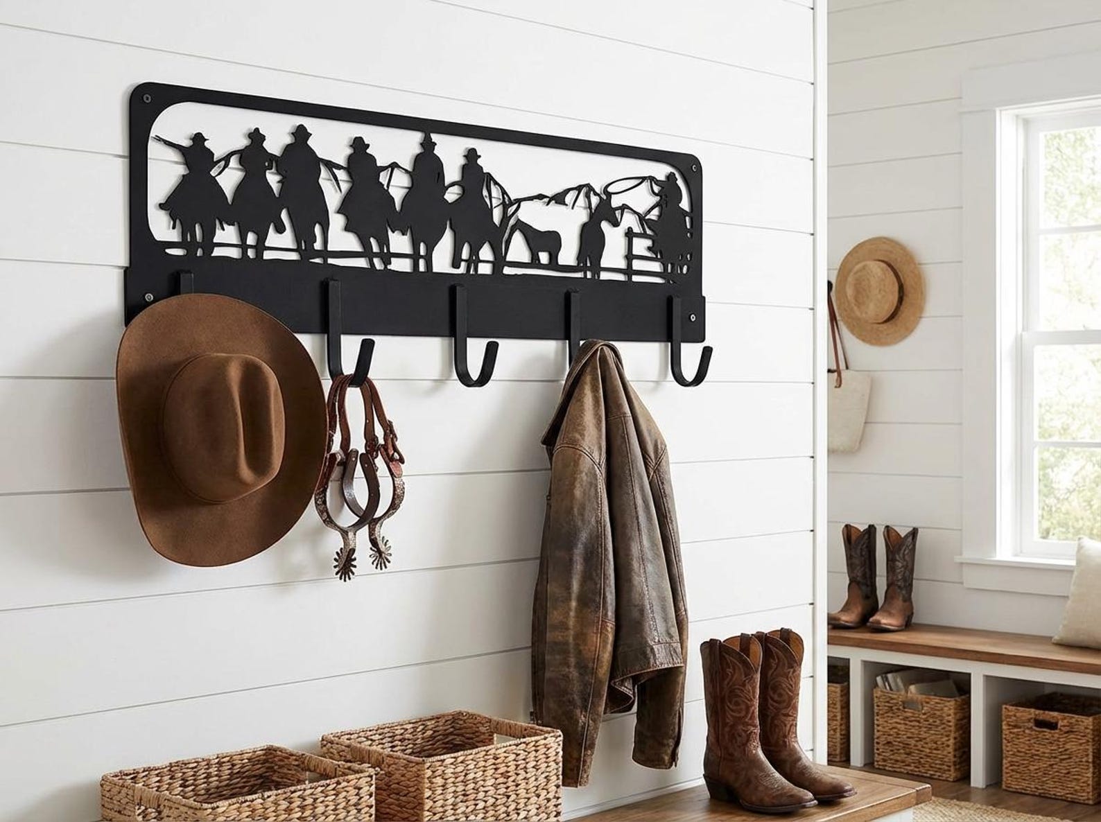 Rodeo Racks Handmade Steel Cowboy Coat Rack | Western Ranch Hooks, Rodeo Decor - Etsy