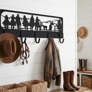 Western Camp Rack Handmade Steel Cowboy Coat Rack | Western Ranch Hooks, Rodeo Decor - Etsy