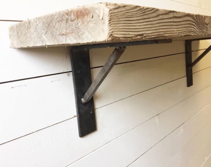 Industrial Shelf Brackets 2" wide with angled square support bar - SOLD INDIVIDUALLY