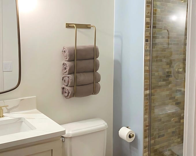 Bathroom Wall Towel Holder, Wall Storage, Bathroom Decor, Towel Storage, Towel Rack, Wall Mounted Storage Holder, Bathroom Towel