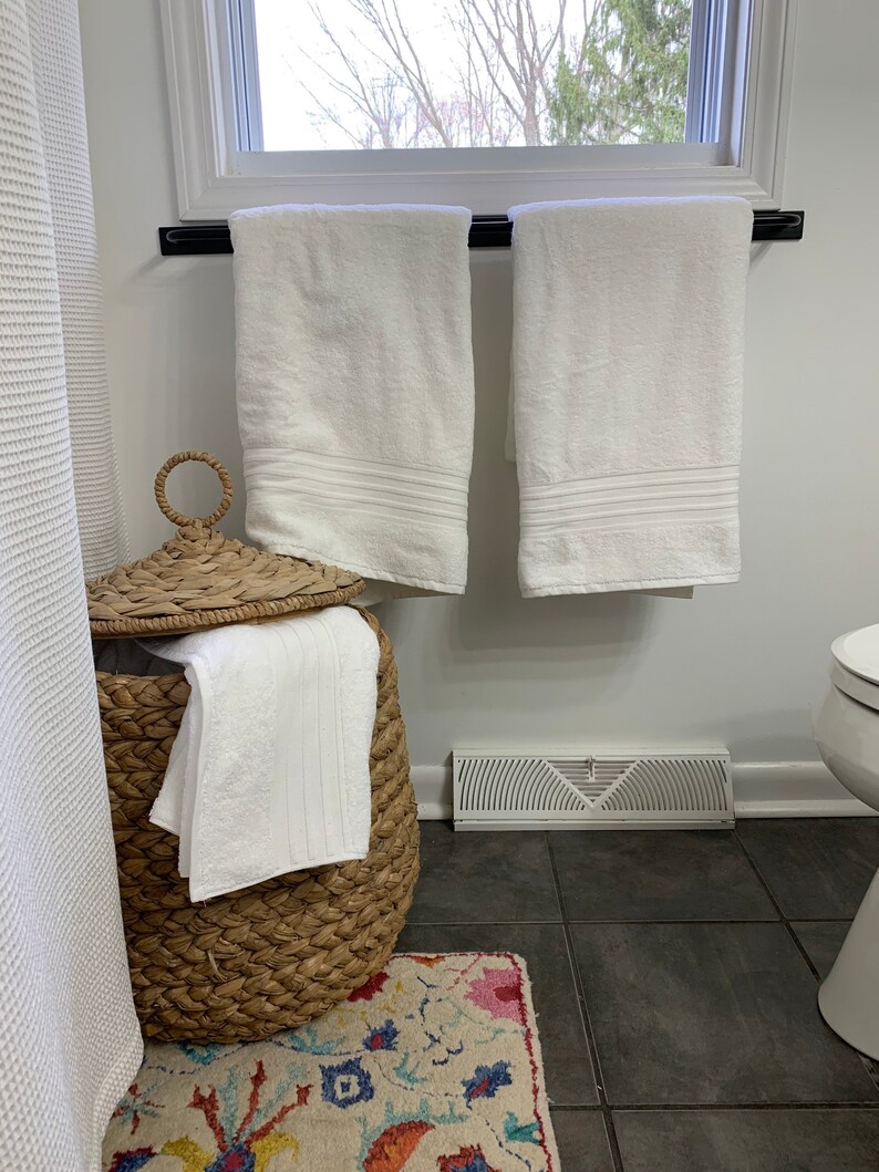 Black Metal Towel Bar Industrial Towel Bar Farmhouse Etsy