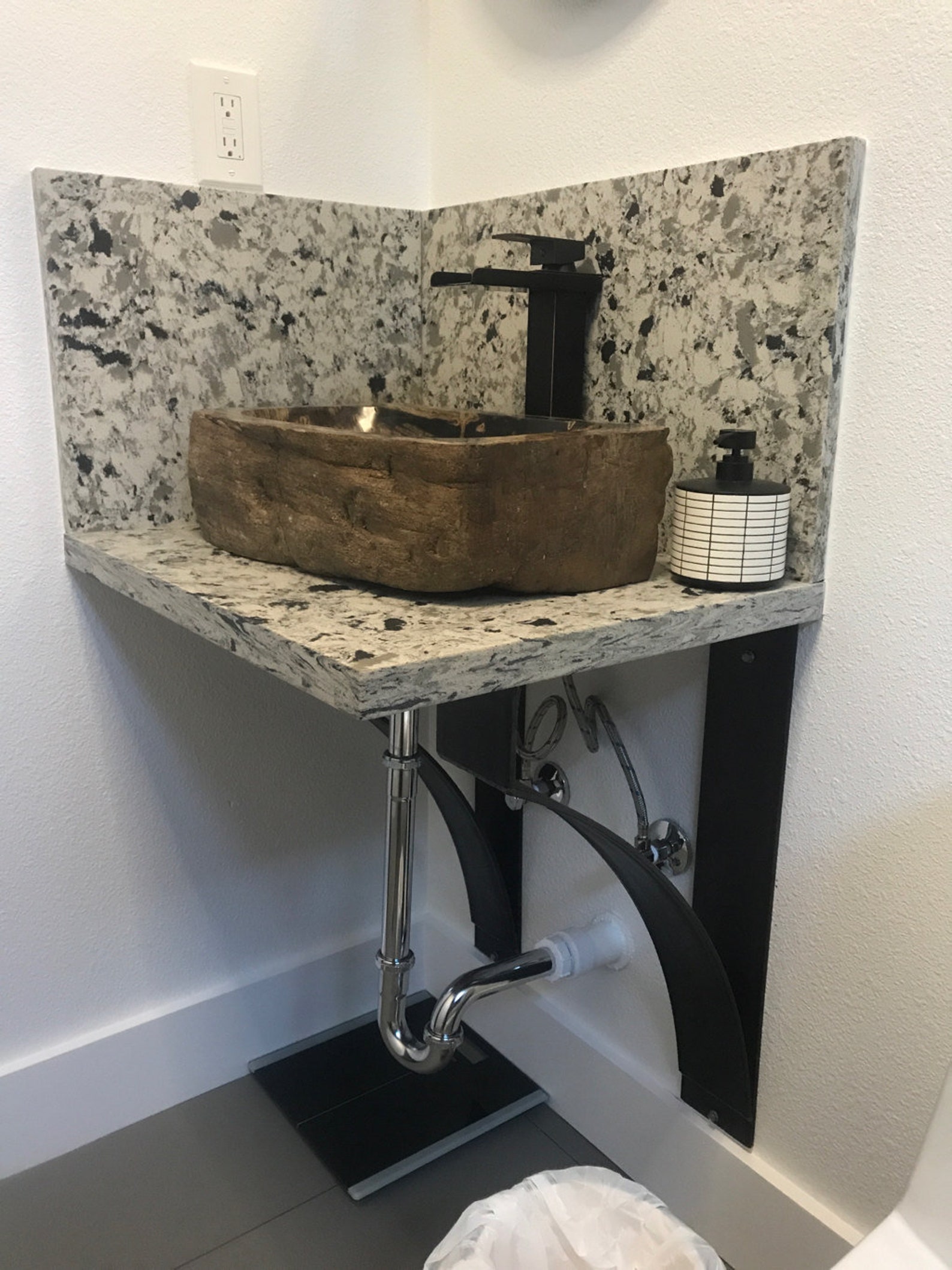 Floating Bar Support Modern Industrial Countertop Bracket - Heavy Duty Steel Support for All ...