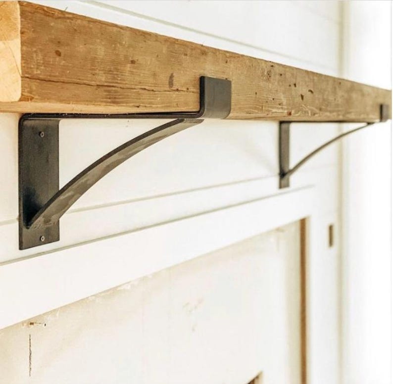 Farmhouse Mantel Bracket – The Kudlick Heavy Duty Fireplace Shelf Support, Rustic Steel Corbel, Industrial Metal, Handmade USA image 3