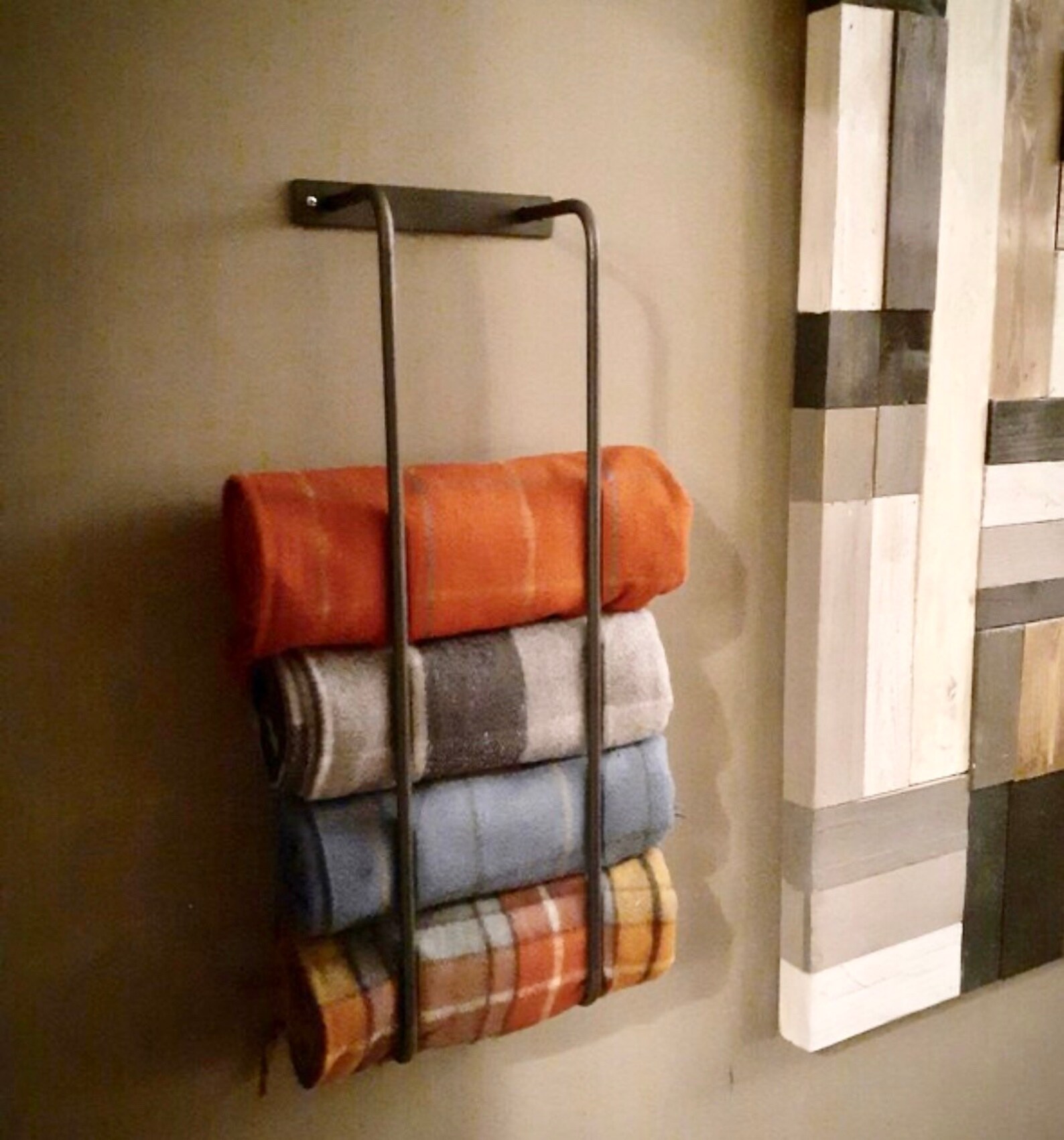Decor Wall Art Original Blanket Rack Wall Mounted Blanket Etsy