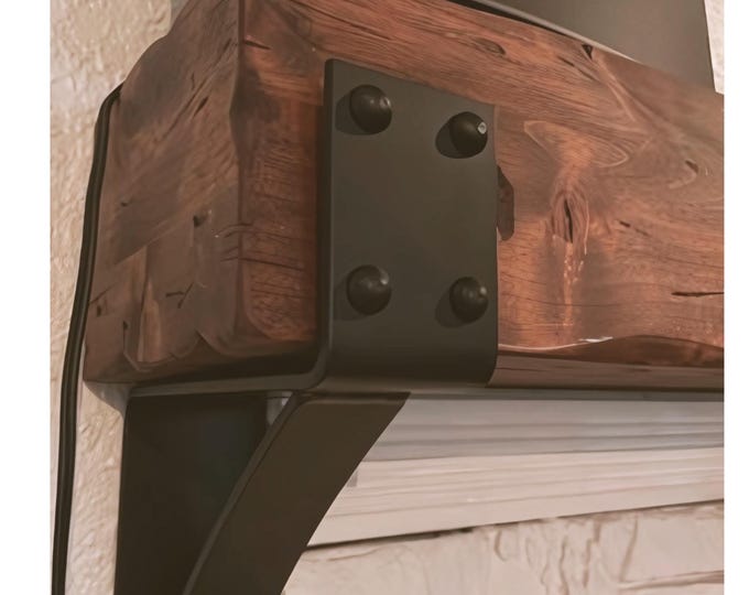 Farmhouse Mantel Backet with Rivets - 3" wide with 2" curved support bar - SOLD INDIVIDUALLY
