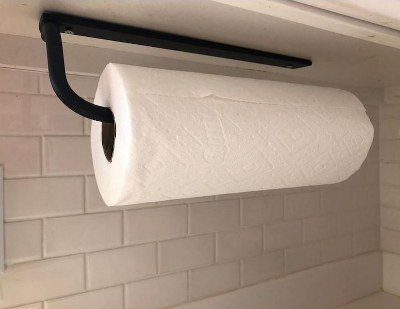Portarrollos de papel higiénico Hyde Hall: acero industrial, montaje bajo armario, herrajes de cocina rústicos, dispensador de pared, hecho a mano en EE. UU. imagen 1