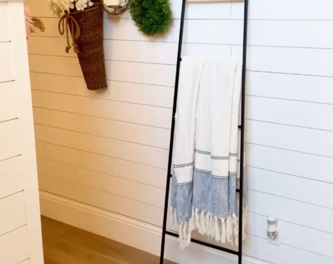 Tapered Decorative Metal Blanket Ladder - Farmhouse Ladder made from 1/2" solid square bar