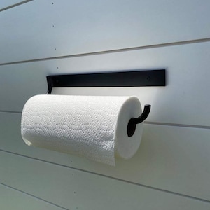 Portarrollos de papel higiénico Hyde Hall: acero industrial, montaje bajo armario, herrajes de cocina rústicos, dispensador de pared, hecho a mano en EE. UU. imagen 18