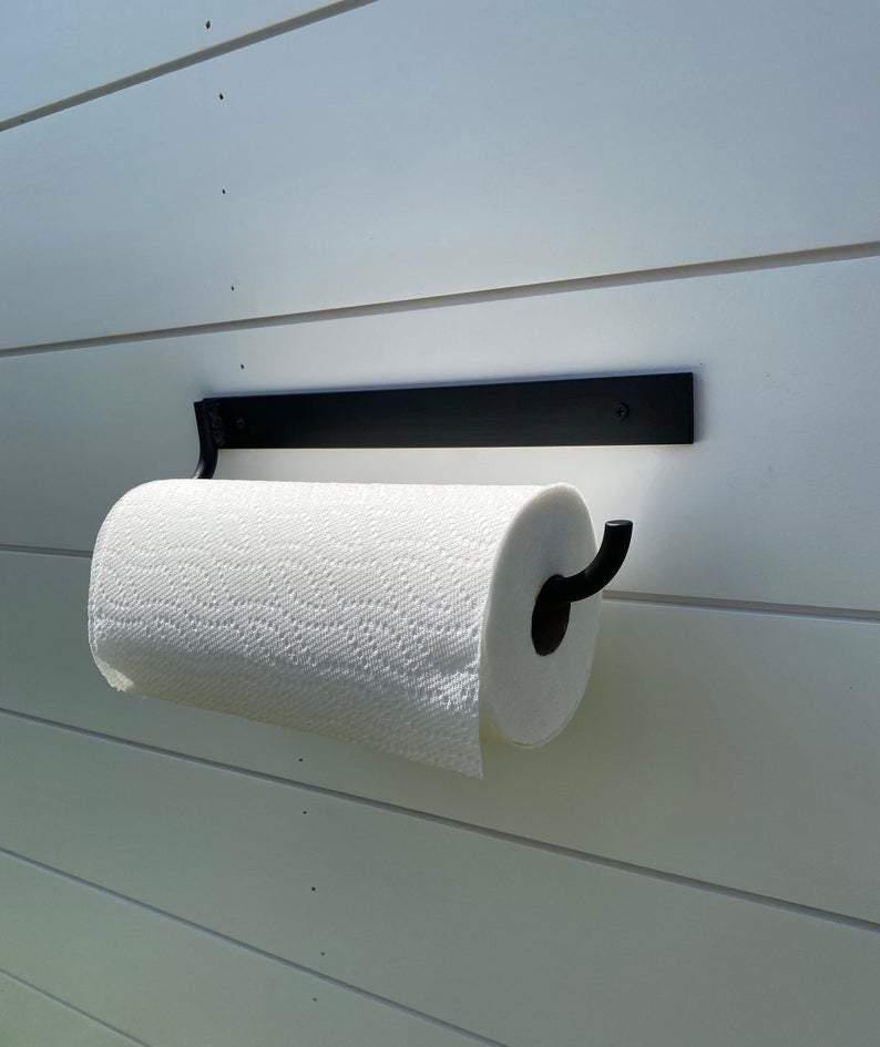 Portarrollos de papel higiénico Hyde Hall: acero industrial, montaje bajo armario, herrajes de cocina rústicos, dispensador de pared, hecho a mano en EE. UU. imagen 18