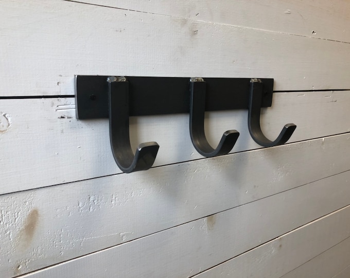 Metal Wall Hook Rack Black, Wall Hook Rack Black Farmhouse, Wall Mounted Hooks, Wall Mounted Coat Rack Farmhouse, Wall Hooks Made in USA