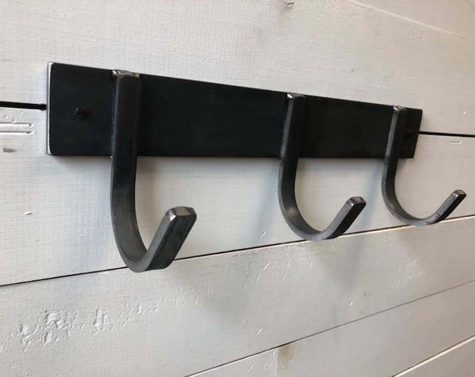 Wall Mounted Coat Rack, Rustic Coat Rack, Entryway, Key Holder and Coat Rack, Modern Wall Mounted Hooks, Dog Leash Holder, Steel Hooks