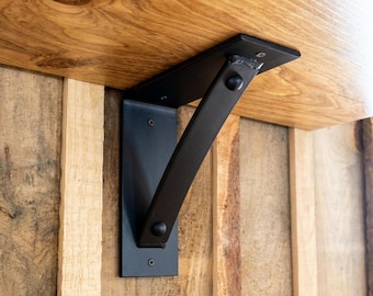 The Cortland 3" Shelf Bracket with Rivets – Heavy Duty Steel, Curved Support Bar, Handmade USA