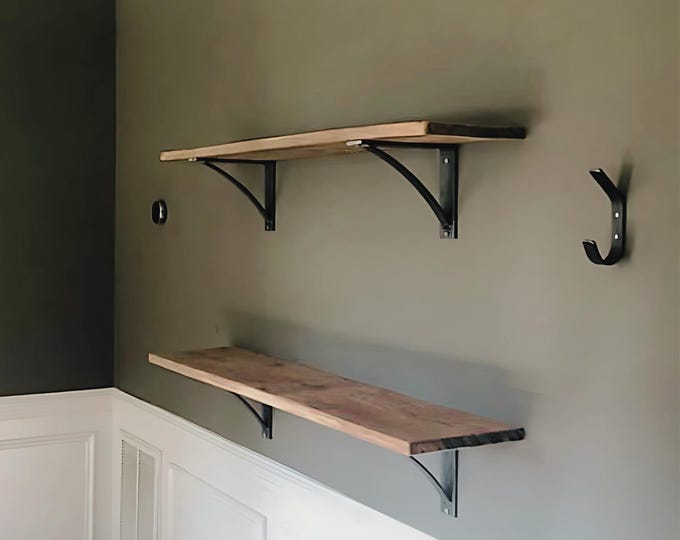 2" wide bracket with 1" curved support bar - SOLD INDIVIDUALLY, Industrial Shelf Bracket, Wall Shelf Rack, Industrial Shelving