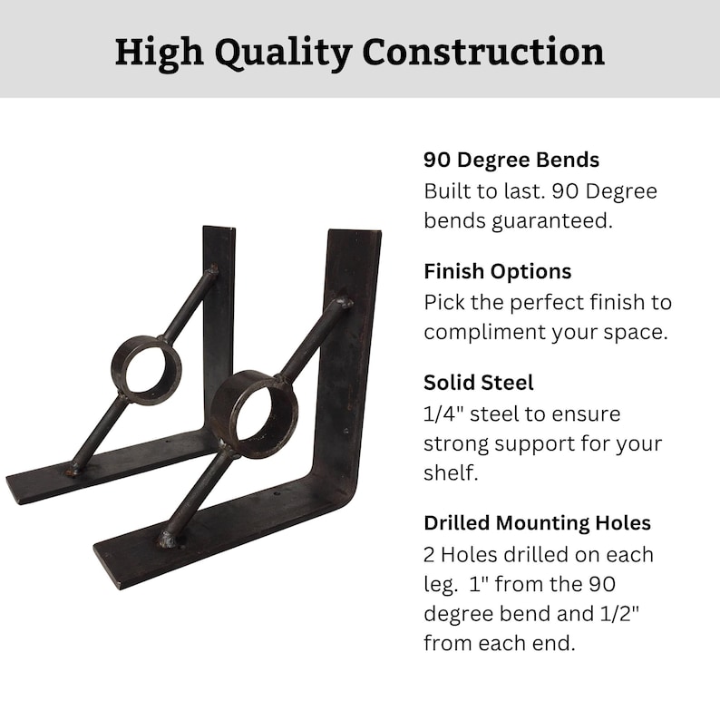 Soporte de estante metálico de estilo industrial con anillo circular para montaje en pared, herrajes rústicos para baño y decoración de estantes de cocina imagen 4