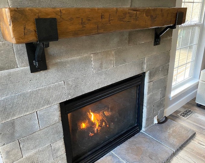 Rustic Mantel Bracket 4" wide with 1" solid square support bar - SOLD INDIVIDUALLY