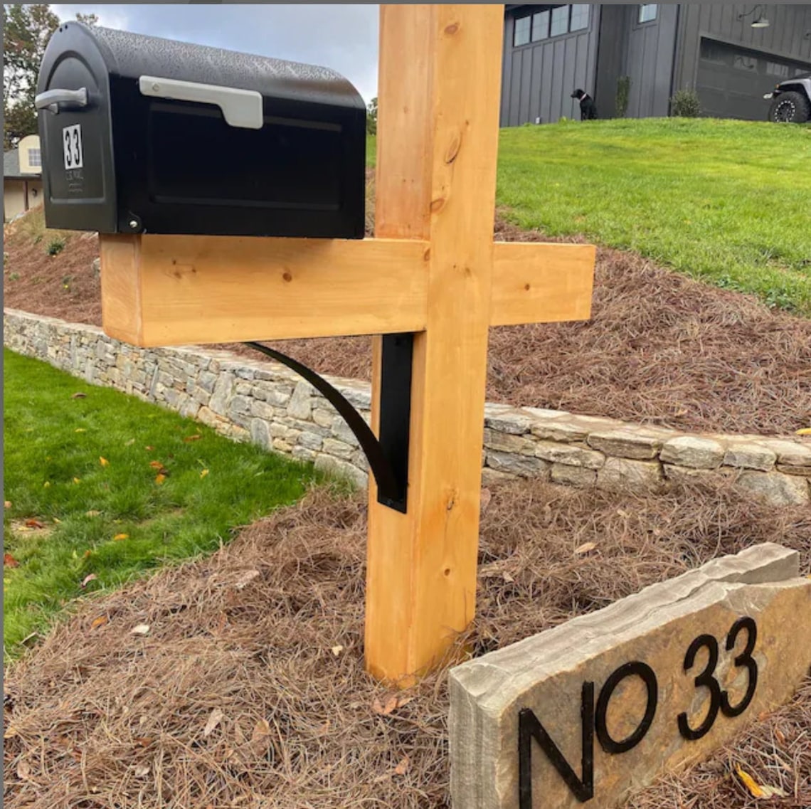 Mailbox Mount Mailbox Support Cedar Mailbox Bracket Bracket Etsy