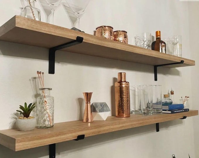 Handmade 1" Wide 'Z' Shelf Bracket with 1" Front Lip and 6" Wall Mount Leg - Proudly Made in the USA Black, Gold, Silver, Copper Finish