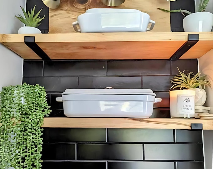 1.5" Wide Floating Shelf Bracket – Heavy Duty Metal Support – Modern Industrial Shelf Hardware – Handmade in USA – 75 lb Capacity